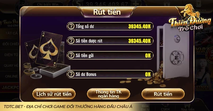 Hướng dẫn rút tiền Thiên Đường Trò Chơi chỉ cần 3 bước 2 Các bước rút tiền Thiên Đường Trò Chơi nhanh về tài khoản
